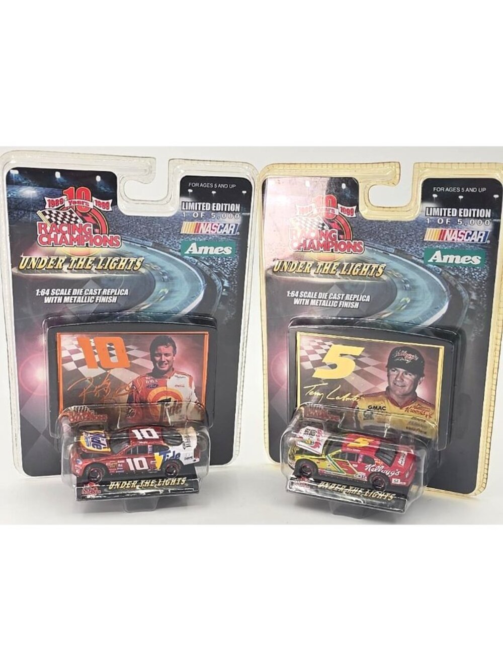 2 Vintage 1999 Racing Champions NASCAR Cars Under the Lights Labonte Rudd Sealed